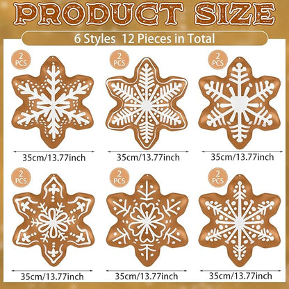 12 Pieces Winter Inflatable Snowflake Outdoor Decorations Winter Blow up Brown Inflatable Hanging PVC Waterproof Snowball Outdoor Ornaments Decorations for Party Decor Yard Garden Lawn