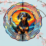 Dachshund Dog Wind Spinners Outdoor Dog Memorial Gifts, 3D Metal Kinetic Hanging Garden Wind Spinner, Spinner Decor, Wind Sculptures for Outdoor & Indoor, Window, Yard Decor (Dachshund 2)