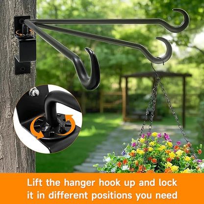 2 Pack 11.5 inch Swivel Plant Hanger Hook Indoor Outdoor, Rotatable Plant Wall Hooks, Hanging Brackets for Hanging Flower Basket, Bird Feeder, Wind Chimes