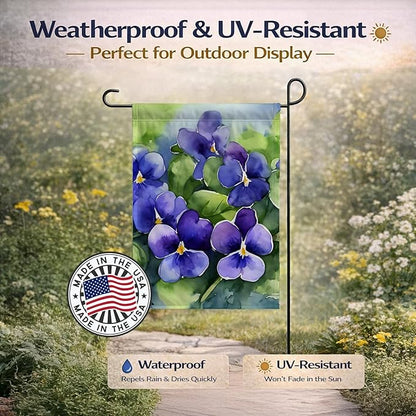Caroline's Treasures Rhode Island Violets in Watercolor Garden Flag Mailbox Flag Decorative Yard Flag Banner Outside Patio Artwork Yard Flower Beds, Garden Size, Multicolor