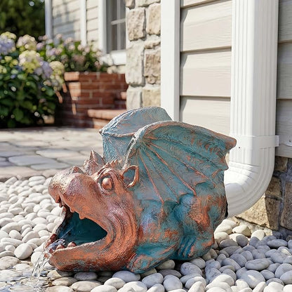 Gothic Gargoyle Gutter Guardian Rain Downspout Extension Outdoor Statue, 12 Inch High, Cast Stone Resin, Bronze Stone Finish for 3"x4" Decorative Gutter Extension
