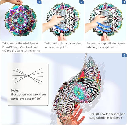 Aoedelyart Hanging Wind Spinners for Yard and Garden Mandala Purple Star,Kinetic Wind Spinners Outdoor Worth Gift Christmas Decorations,12Inch Stainless Steel Wind Spinner for Outdoor&Indoor Decor