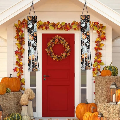 Halloween Ghost Pumpkin Skull Windsocks Hanging Durable Machine Washable Fabric Outdoor Hanging Decoration for Home Yard Patio Lawn Garden Tree Party Halloween Scary Horror Decor