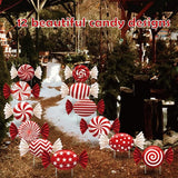 B‌oGlowHaven 12ct Candy Christmas outdoor Decorations‌ Birthday Decorations Waterproof Corrugated Cardboard Yard Signs with 24 Plastic Stakes 17 inch Holiday Pathway Decor for Garden Walkway and Party