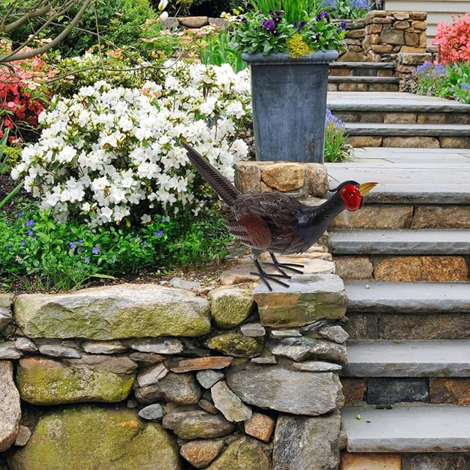 KESYOO Realistic Iron Pheasant Statue Outdoor Garden Decor Vivid Simulation Bird Figurine for Lawn Decoration Craft Sculpture Gift for Home and Patio
