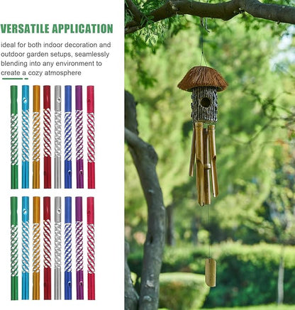 NUOBESTY 80Pcs Wind Chime Tubes for DIY Crafts, Colorful Metal Windchime Pipe Replacement Parts Kit, Mini Hanging Ornament Maker for Kids Home Garden Outdoor Decor (8 Colors)