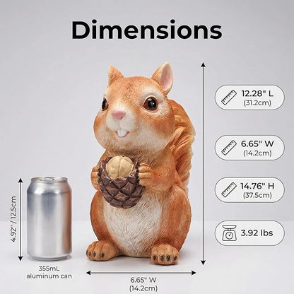 Squirrel Statue Outdoor Decor for Garden, 4.95" Fairy Yard Figurines Home Sculptures for Lawn Patio Front Porch Backyard
