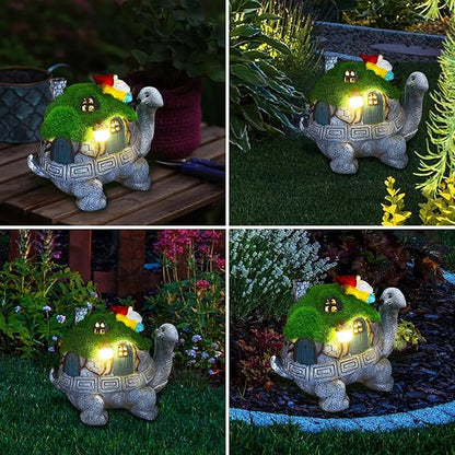 SunGlee Solar Turtles for Outdoors Turtle Solar Light Garden Statue Cute Tortoise Garden Outdoor Decor for Patio Lawn Yard Gifts for Mom Grandma Housewarming Birthday