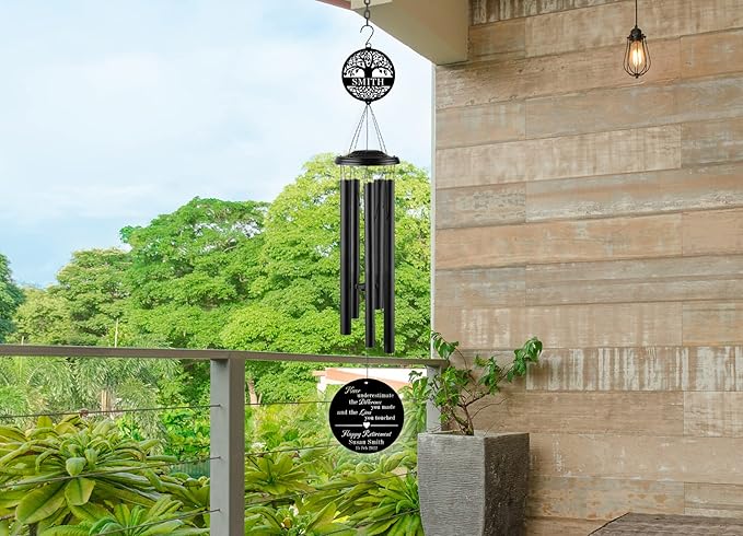 Personalized Retirement Wind Chimes, Custom Retirement Gifts, Personalized Tree of Life Wind Chime with Name