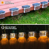 Qualdout Solar Deck Lights 8 Pack, Solar Step Lights IP65 Waterproof Solar Powered Outdoor Led Lights for Fence Railing Wall Pool Stair Yard Garden Patio Pool Decorations (Warm White)