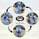 Solar Garden Decor Dragon Statues with Solar Lantern,Dragon Figurine Lights Outdoor Decorations for Yard Lawn Patio Balcony Whimsical Art Outside,Unique Housewarming Gift for Mom Grandma Women