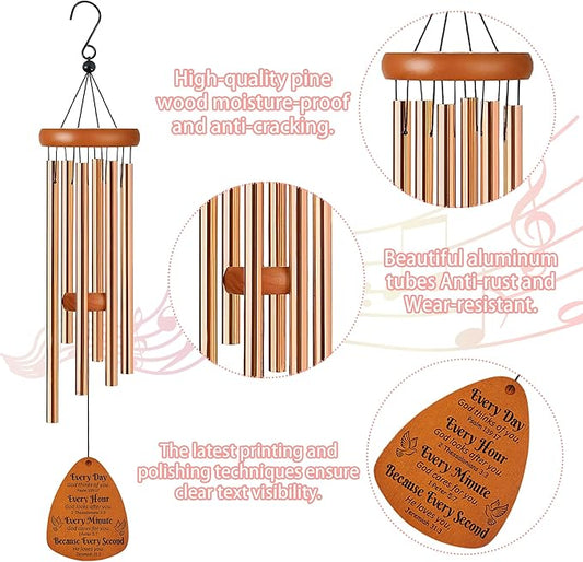Christian Wind Chimes for Outside, God Blessed Inspirational Bible Verse Windchimes for Garden Patio Yard Decor, Religious Gifts for Women, Men, Christian, Loved Ones
