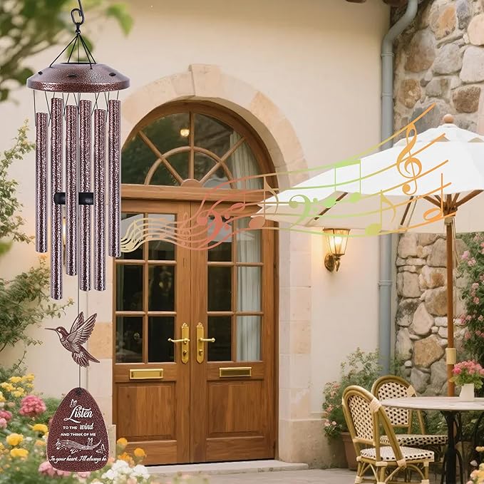 Memorial Wind Chime for Outside: Sympathy Bereavement Gift for Loss of Loved One of Mother Father Husband Wife Friend, Condolence Remembrance Keepsake