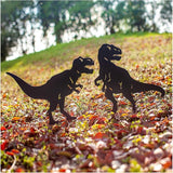 EZTZEN Dinosaur Metal Garden Stakes - Gifts for Women/Men/Lovers, Black Silhouette Statues, Outdoor Decor for Yard, Lawn Ornaments