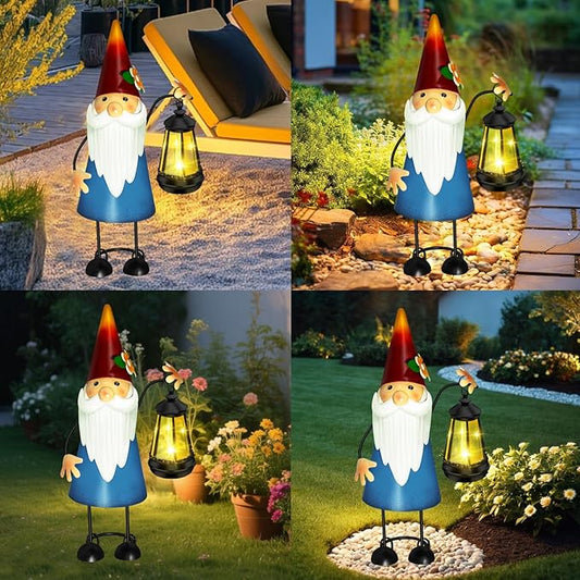 Solar Santa Claus Statue Garden Stake Lights forYard,Porch,Patio,Lawn,Solar Christmas Gnome Gifts for Women,Mothers Day,Christmas Housewarming