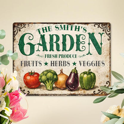 Personalized Garden Signs for Outside Custom Metal Tin Sign for Women, Retro Funny Welcome Metal Sign for Patio, Yard Rustic Home Decor Gifts for Mothers Day, Grandmas, and Gardening Lovers