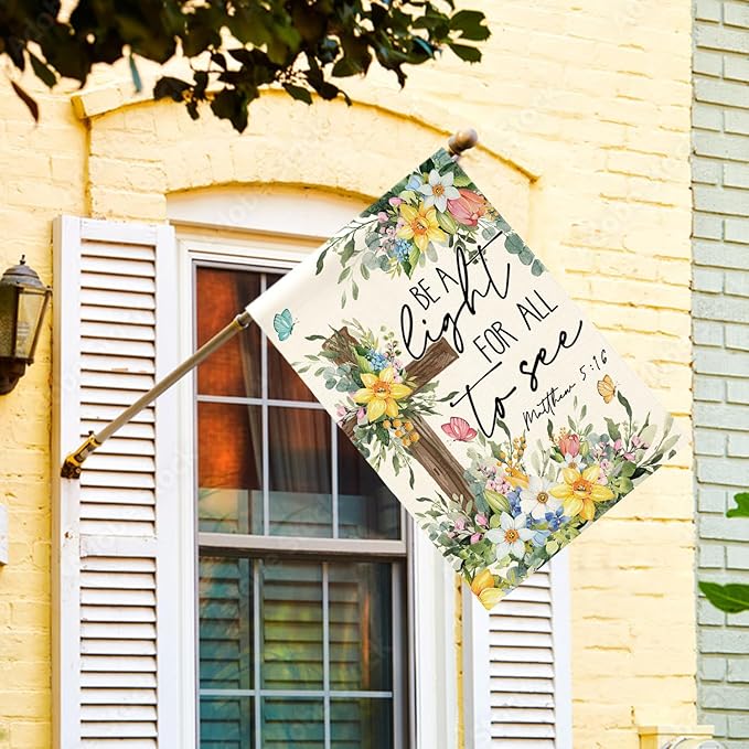 AVOIN colorlife Spring Floral House Flag 28x40 Inch Double Sided Outside, Eucalyptus Flowers Seasonal Cross Yard Outdoor Flag