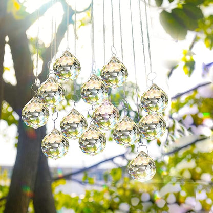 MerryNine 6 Pcs 40mm Clear Crystal Ball Prism Sun Shine Catcher Rainbow Pendants Maker, Hanging Crystals Prisms for Windows, for Feng Shui, for Gift (1.6"/40mm 6Pack)