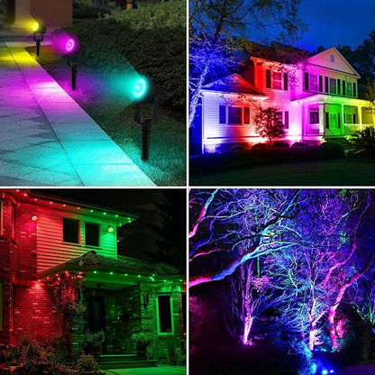 T-SUNUS RGB Solar Spot Lights Outdoor, Color Changing Landscape Light with Separated Panel 9.8ft Cable Waterproof IP65 Dusk to Dawn Garden for Yard Tree Patio Pool Driveway Halloween Christmas