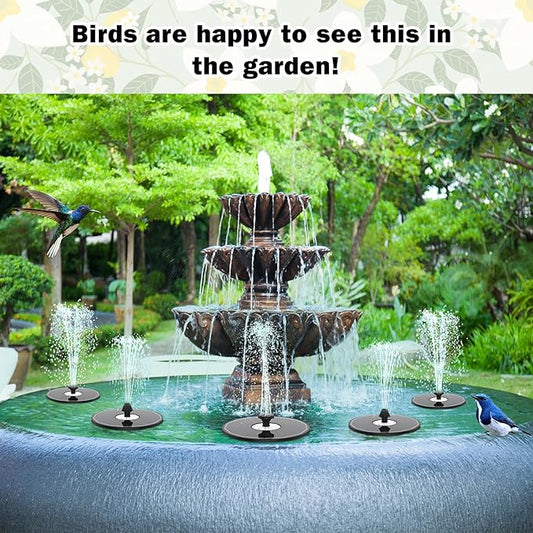 Yzert Solar Fountain Glass White Flower, 3.5W Bird Bath Fountains Solar Power No Battery with 4 Fixed Rods & 7 Nozzles, Solar Fountain Pump for Bird Bath, Garden, Outdoor, Pond, Pool,Hummingbird
