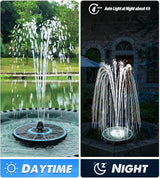 Yzert Solar Fountain Glass Panel with 2200 mah Battery, 3.5W Floating Solar Water Fountain with 4 Fixed Rods, Solar Pump for Bird Bath, Garden, Pond, Pool, Outdoor (Blue Panel White Lights)