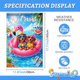BlissYard Welcome Flamingo Pool Dog Garden Flag 12x18 Double Sided Vertical Outdoor Decor Labrador Retriever Summer Poolside Yard Garden Lawn Banner Bright Seasonal Display
