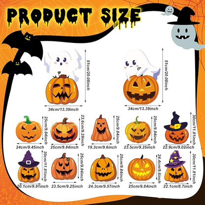 Amyhill 12 Pcs Halloween Pumpkin Yard Signs for Outdoor Halloween Ghost Jack O Pumpkin with Witch Hats Lawn Stakes Spooky Trick or Treat Yard Decorations for Garden Prop Home Party Decor