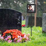 AQQHSAIN Memorial Garden Stake with Photo Stand Metal Pet Temporary Grave Marker Memorial Plaque for Loss of Loved One Cemetery Outdoor Lawn Yard Funeral Decorations