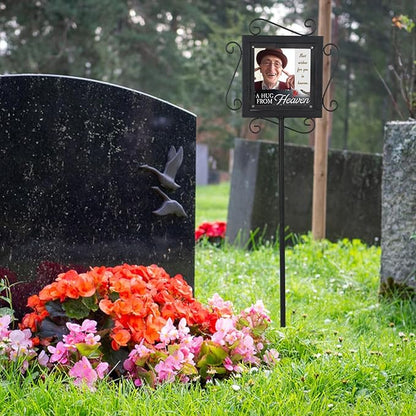 AQQHSAIN Memorial Garden Stake with Photo Stand Metal Pet Temporary Grave Marker Memorial Plaque for Loss of Loved One Cemetery Outdoor Lawn Yard Funeral Decorations