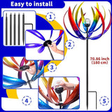 Wind Spinners Outdoor for Yard and Garden - Wind Sculptures & Spinners - 70 Inch Wind Spinner with Solar Powered Multi-Color Glass Ball Light for Yard Garden Backyard Lawn Decorations -Multicolored