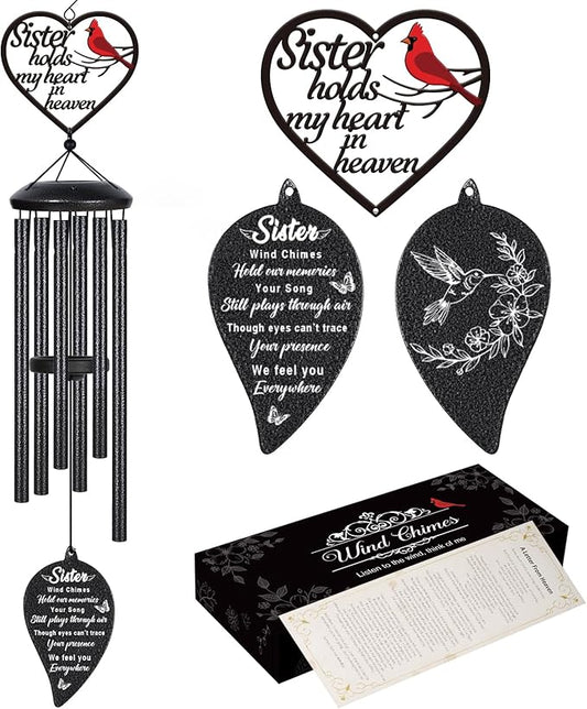 Memorial Gifts for Loss of Sister Wind Chimes,Sympathy Gifts for Loss of Sister,Bereavement Remembrance Funeral Condolence Gifts for Loss of Sisters, 30“ Memorial Wind Chimes for Loss of Loved One