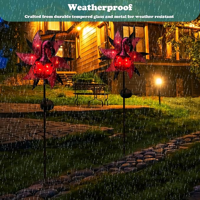 Flamingo Solar Wind Spinner Garden Decor, Lighted Garden Spinning Art Decors, Landscape Path Lights Wind Sculptures Decorations, Pathway Metal Stakes Lighting Kinetic Wind Catcher for Outside