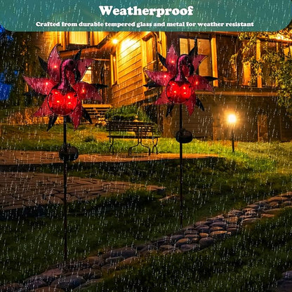 Flamingo Solar Wind Spinner Garden Decor, Lighted Garden Spinning Art Decors, Landscape Path Lights Wind Sculptures Decorations, Pathway Metal Stakes Lighting Kinetic Wind Catcher for Outside