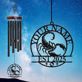 Personalized Customize Name 12 Zodiac Signs Wind Chime, Metal Iron 37 Inch Outdoor Memorial Gift for Garden Yard Patio Home Decor, Black (Scorpio)