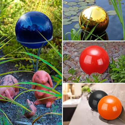 uxcell 2pcs Gazing Globe Decor Ball 1.65 inch 42mm Garden Sphere Polished Hollow Ball, Seamless Stainless Steel Gazing Ball, Smooth Mirror Globe for Garden Home Decor, Ruby Red