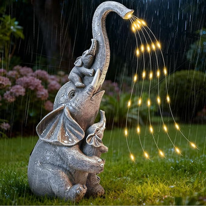 Solar Garden Outdoor Statue with 35 LED Lights, Elephant Figurine for Patio, Balcony, Courtyard, Lawn Ornaments, Unique Valentine's Day Birthday Gift for Women, Mom, Grandma, Elderly