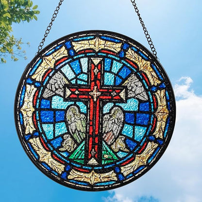 Sun Catcher Stained Glass Window Hanging 8 inch Suncatcher Wall Art Home Decor Sun Catchers Decoration for Garden Home Housewarming Gifts