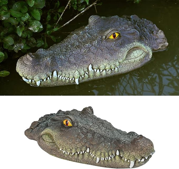Pond Floating Alligator Head Decoy, Outdoor Alligator Pool Float Fake Gator Head Decorations Duck Deterrent, Crocodile Head for Pond Decor, Pond Decorations, Pool Garden Accessories