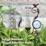 32" Garden Rain Gauge with Thermometer - 7" Glass Tube for Outdoor Indoor Use, Patio Yard Decor Statue