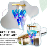 Wind Chimes for Outside,Stained Glass Leaves Wind Chimes Indoor Outdoor Hanging Decor Handmade 12.5" Garden Chimes for Windows, Patio,Backyard Decor Ornament for Christmas Tree
