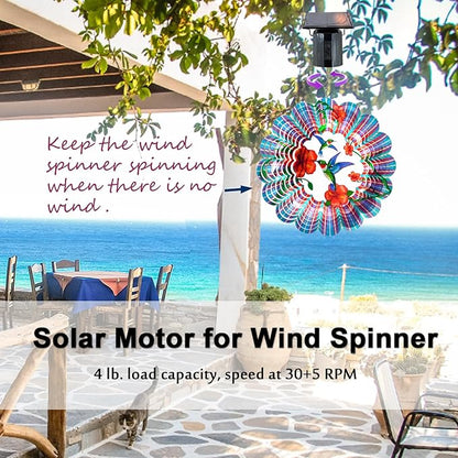 Solar Wind Spinner Motor - Revolving Solar Energy Operated Motor Rotating for Garden Spinners, Windchimes, Suncatchers, Outdoor Hanging Display Motor for Lawn Patio Decor Yard Art Decoration
