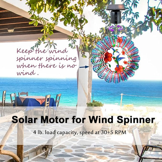 Solar Wind Spinner Motor - Revolving Solar Energy Operated Motor Rotating for Garden Spinners, Windchimes, Suncatchers, Outdoor Hanging Display Motor for Lawn Patio Decor Yard Art Decoration