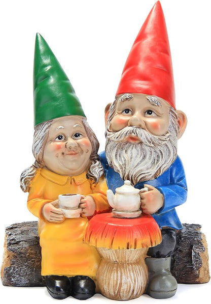 Smadeer Garden Gnome Statue for Outdoor Decoration,Couple in Love Gnome Figurine for Patio Yard Lawn Outside Porch Decor,Garden Sculptures & Statues,Coffee Knome Romantic Forever Love