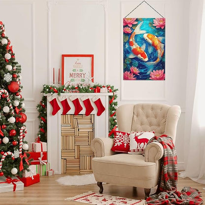 Koi Fish Garden Flag Seasonal Double Sided 12 x 18 Inch Small Yard Flag for Indoor Outdoor Decor Holiday All Seasons