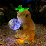 Hogni Solar Bunny Garden Statue Outdoor Decor, Rabbit Figurines with LED Light, Waterproof Solar Powered Yard Art for Patio, Balcony, Lawn, Cute House Warming & Birthday Gifts for Mom, Grandma, Women