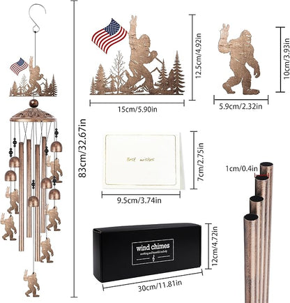 Bigfoot Wind Chime for Outside: Big Foot Gifts for Women Men, Metal Sasquatch Wind Chime Yard Art, Soothing Home Garden Patio Outdoor Indoor Decor