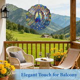 Wazzio Peacock Wind Spinners Outdoor, Peacock Gifts for Women Wife Mom Grandma, Hanging Wind Spinners for Christmas Thanksgiving, 12 inch Outdoor Indoor Hanging Ornament for Garden Porch Backyard