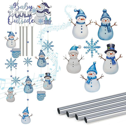 Christmas Snowman Metal Wind Chimes for Outside with S Hook and Snowflake 4 Tubes Metal Windchimes 37.4 Inch Indoor Outdoor Hanging Decoration Wind Chime for Home,Patio,Birthday Gifts Memorial Gift