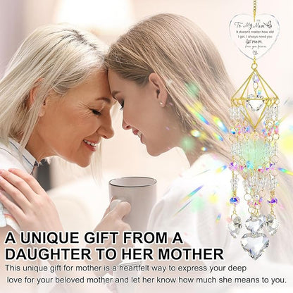 AceOrbit Mom Thank You Gift, Crystal Suncatchers for Window Hanging Wind Chime Garden Suncatchers Rainbow Indoor Outdoor Decor Unique Mom Birthday Gifts from Daughter, Happy Mother's Day
