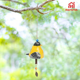 Bird Song Bell Wind Chime, Ceramic Cardinal Fashion Hanging Windchimes for Rustic Music Garden Backyard Church Decoration Porch Outside Outdoor Festival Memorial Gift Witness Friendship (Yellow)
